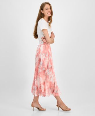 Women's Printed Pleated Midi Skirt