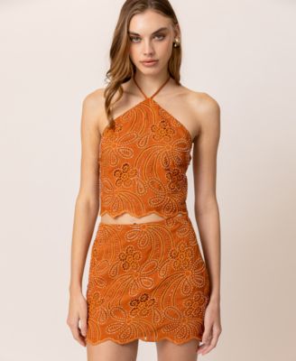 Line & Dot - Women's Isabella Embroidered Beaded Mini Skirt