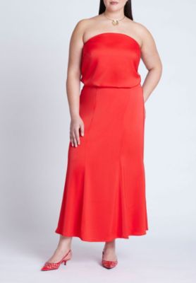 Women's Plus Size Column Satin Tube Top