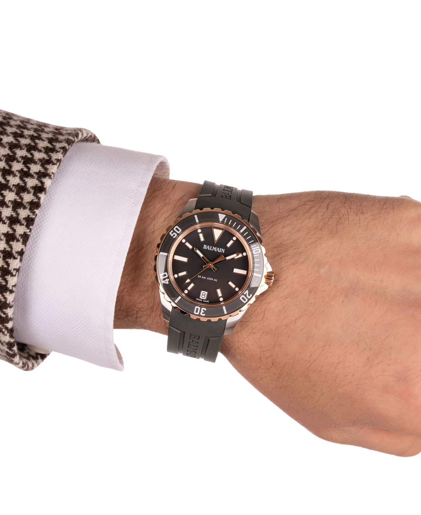 Мужские часы Balmain Swiss Ophrys Black Rubber Strap Watch 43mm — фото 5