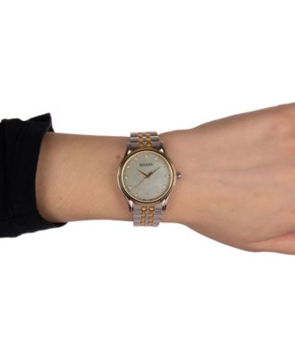 Women's Swiss Beleganza Diamond (1/20 ct. t.w.) Two-Tone Stainless Steel Bracelet Watch 32mm