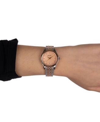 Women's Swiss Beleganza Diamond (1/20 ct. t.w.) Two-Tone Stainless Steel Bracelet Watch 28mm