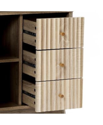 Manufactured Wood Wave-Patterned 3-Drawer 1-Door Bathroom Cabinet