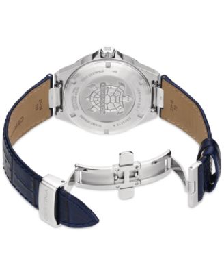 Men's Swiss DS-7 Blue Leather Strap Watch 39mm
