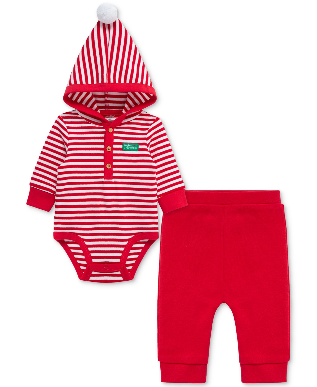 Little Me Baby Boys Cotton Santa Bodysuit & Pants, 2 Piece Set