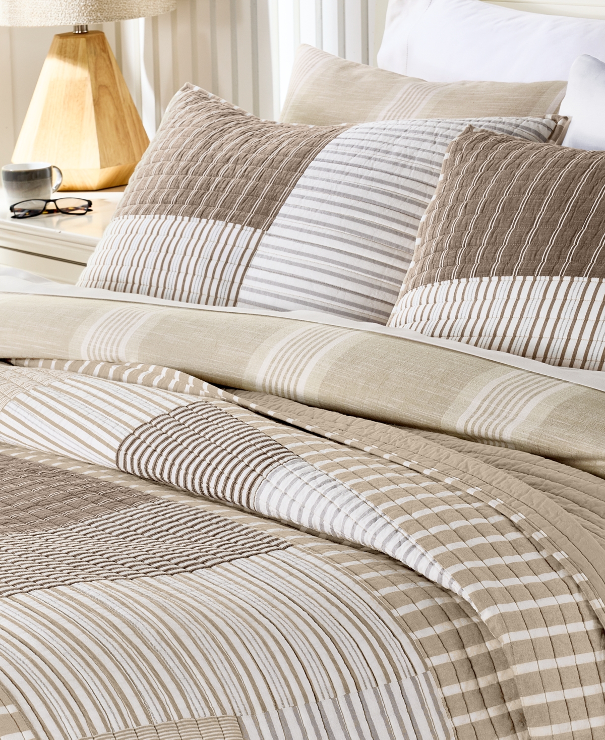 Charter Club Seaside Patchwork 2-pc. Quilt Set, Twin, Exclusively At Macy's In Neutral