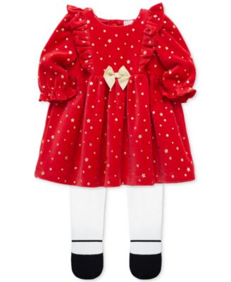 Baby Girls Shiny Stars Dress & Footed Tights, 2 Piece Set