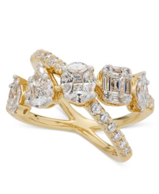 EFFY&reg; Diamond Multi-Shape Crossover Ring (1-5/8 ct. t.w.) in 18k White Gold or 18k Yellow Gold