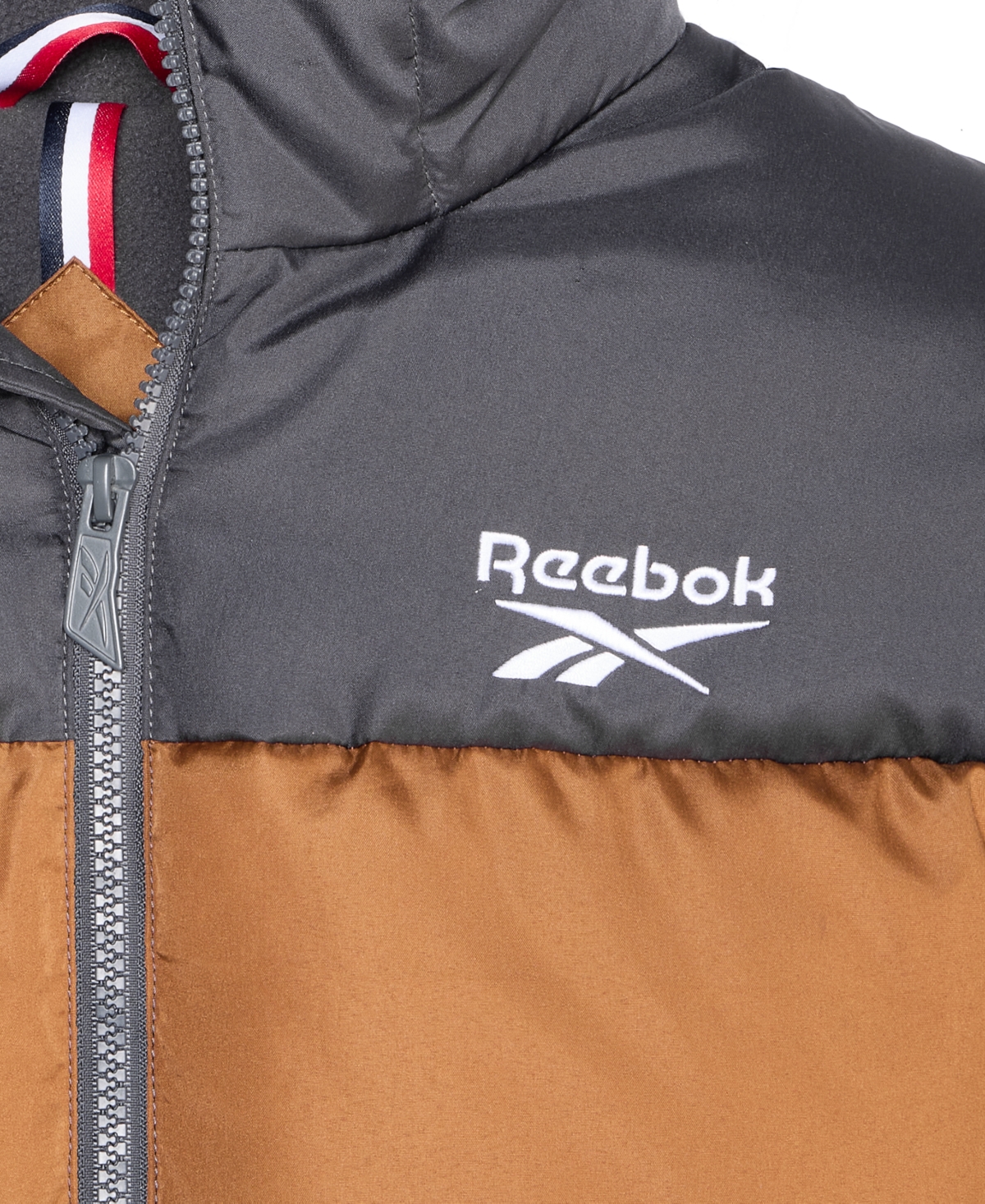 Reebok Big Boys Contrast Yoke Promo Long Sleeve Puffer Jacket In Brown