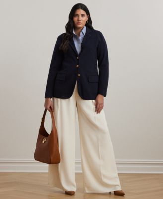 Women's Plus Size Combed Cotton Single-Breasted Blazer