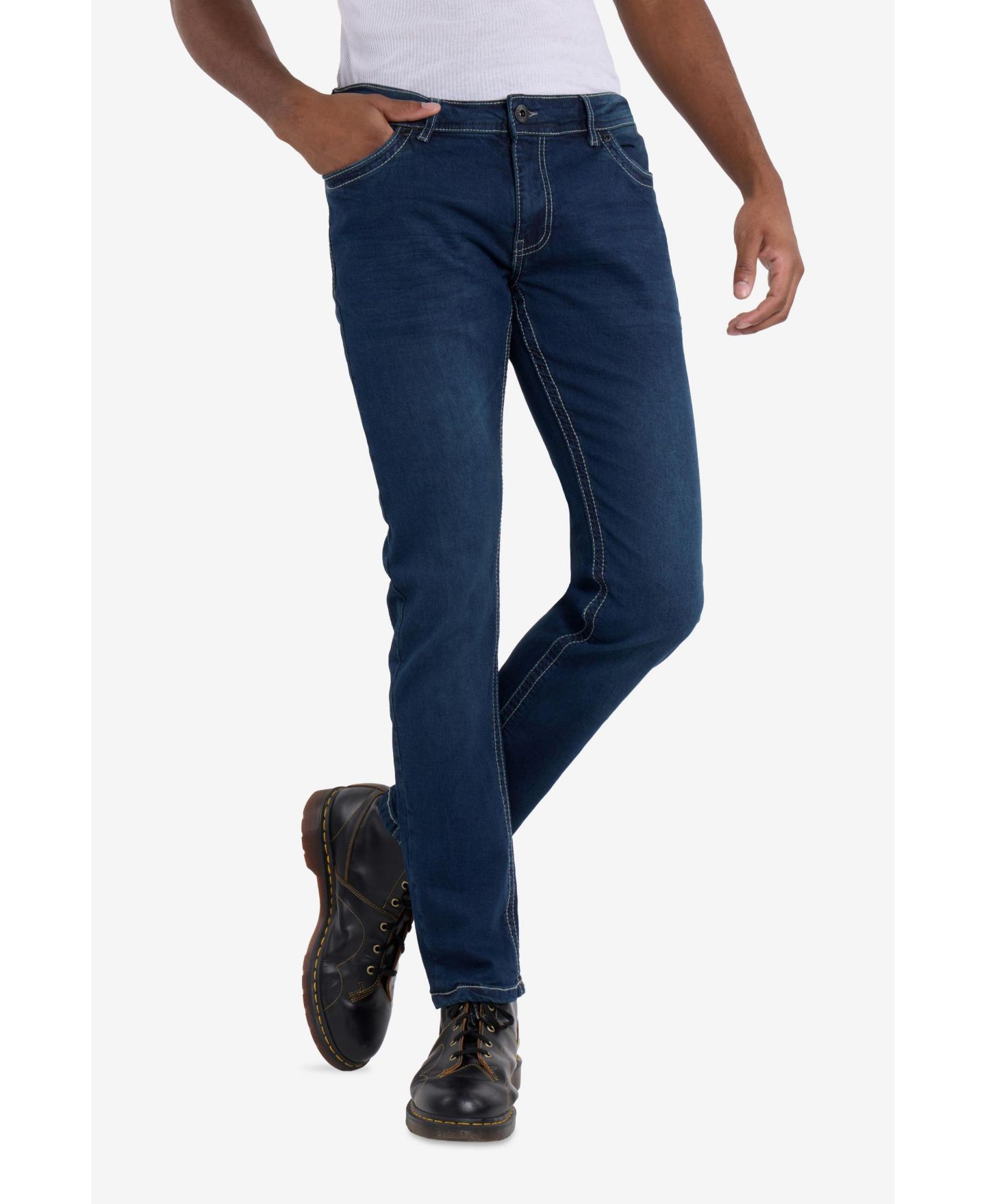 Мужские джинсы CULTURA Modern Fit Saddle Stitch, цвет: Тёмный синий, вариант 1 — фото 4