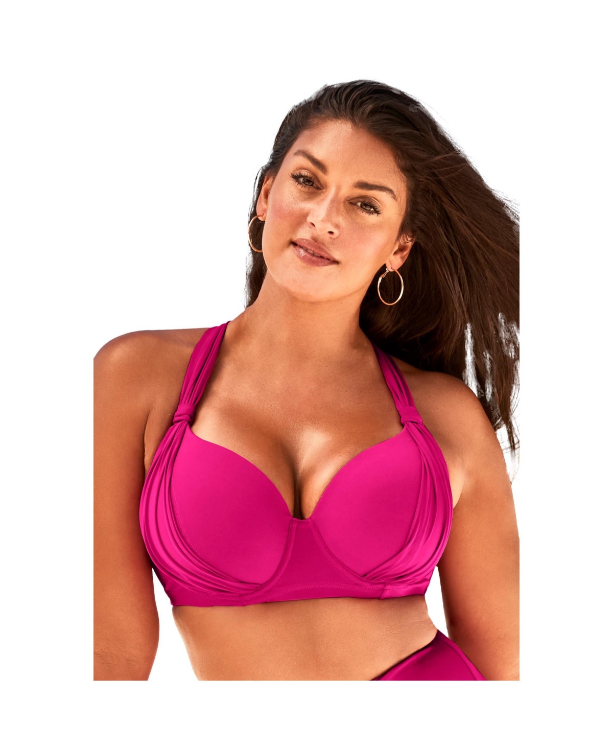 Women's Bra Drape Front Underwire Bikini Top - Black