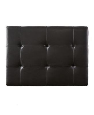 Elegant Storage Ottoman Brown Leather, Slide-Out Drawer, Hardwood Legs