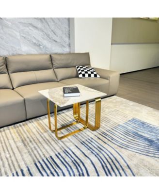 Streamdale Rectangular End Table with Sintered Stone Top, Metal Frame for Living Room