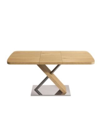 Streamdale Retractable Dining Table, Wood Color, Seats 4-6, Cross Base