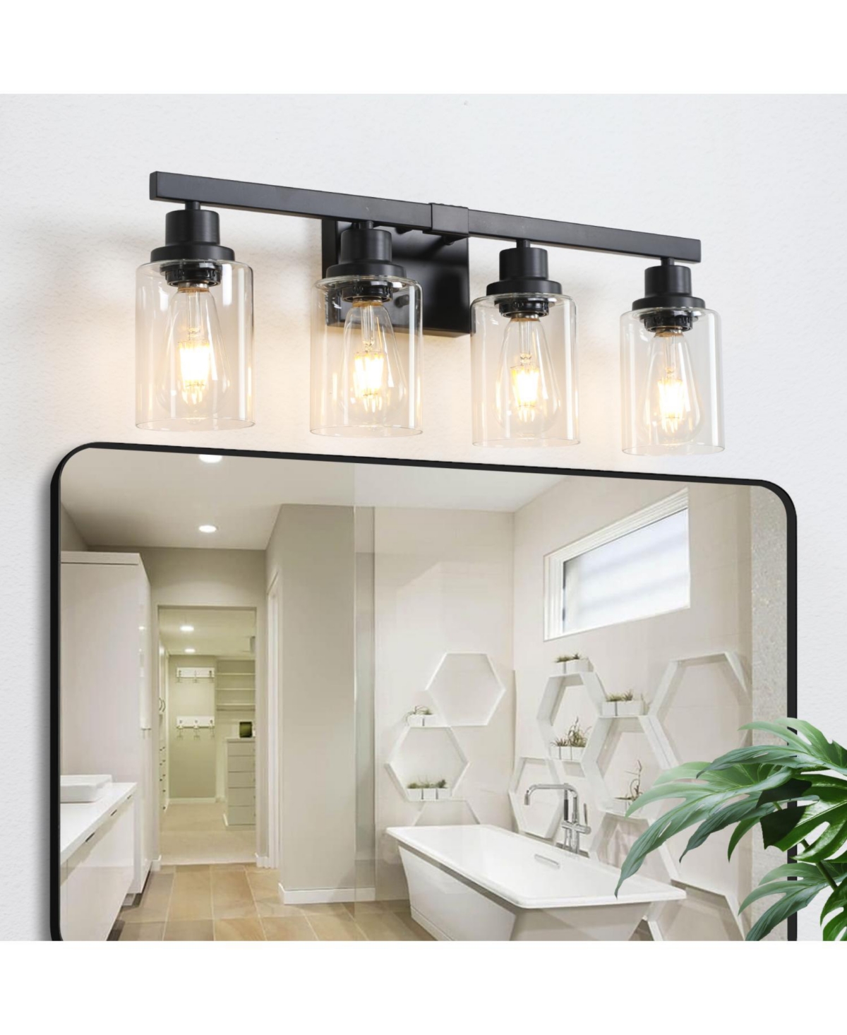 Streamdale 4-Lights Farmhouse Vanity Lights Fixture Rustic Bathroom Light Fixture Bathroom Sconce (Without Bulbs)