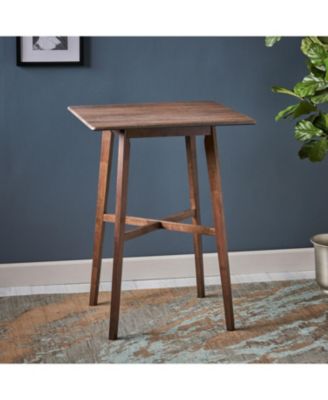 Streamdale Modern Bar Height 42" Dining Table, Rubberwood Legs and Laminate Table Top, Walnut Finish, Black