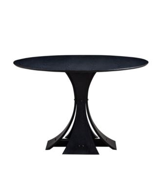 47.24" Round Modern Style MDF Wood Dining Table in Black Suitable for Kitchen, Living Room, Cafe, Milk Tea Shop