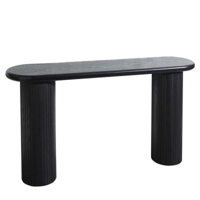 Streamdale Black Fluted Console Table - 56" Entryway/Sofa Table for Living Room