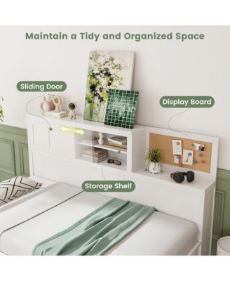 Twin Size Daybed w/ 3 Drawers Wooden Sofa Bed Frame w/ Storage Shelves