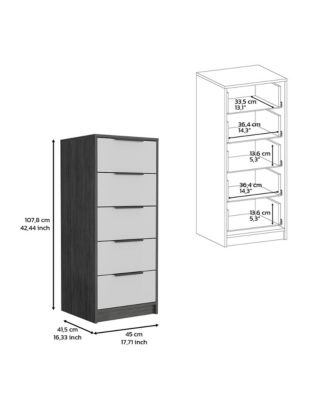Five Drawer Standard Chest for Bedroom Storage and Clothes Organization