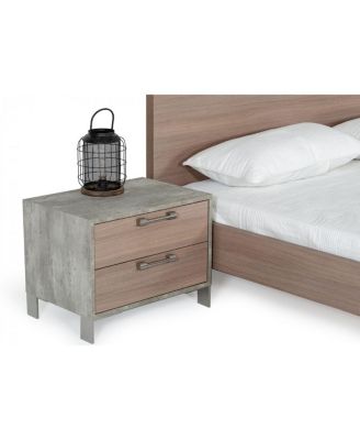 Two Drawer Nightstand with Storage for Bedroom Bedside Table with Drawers