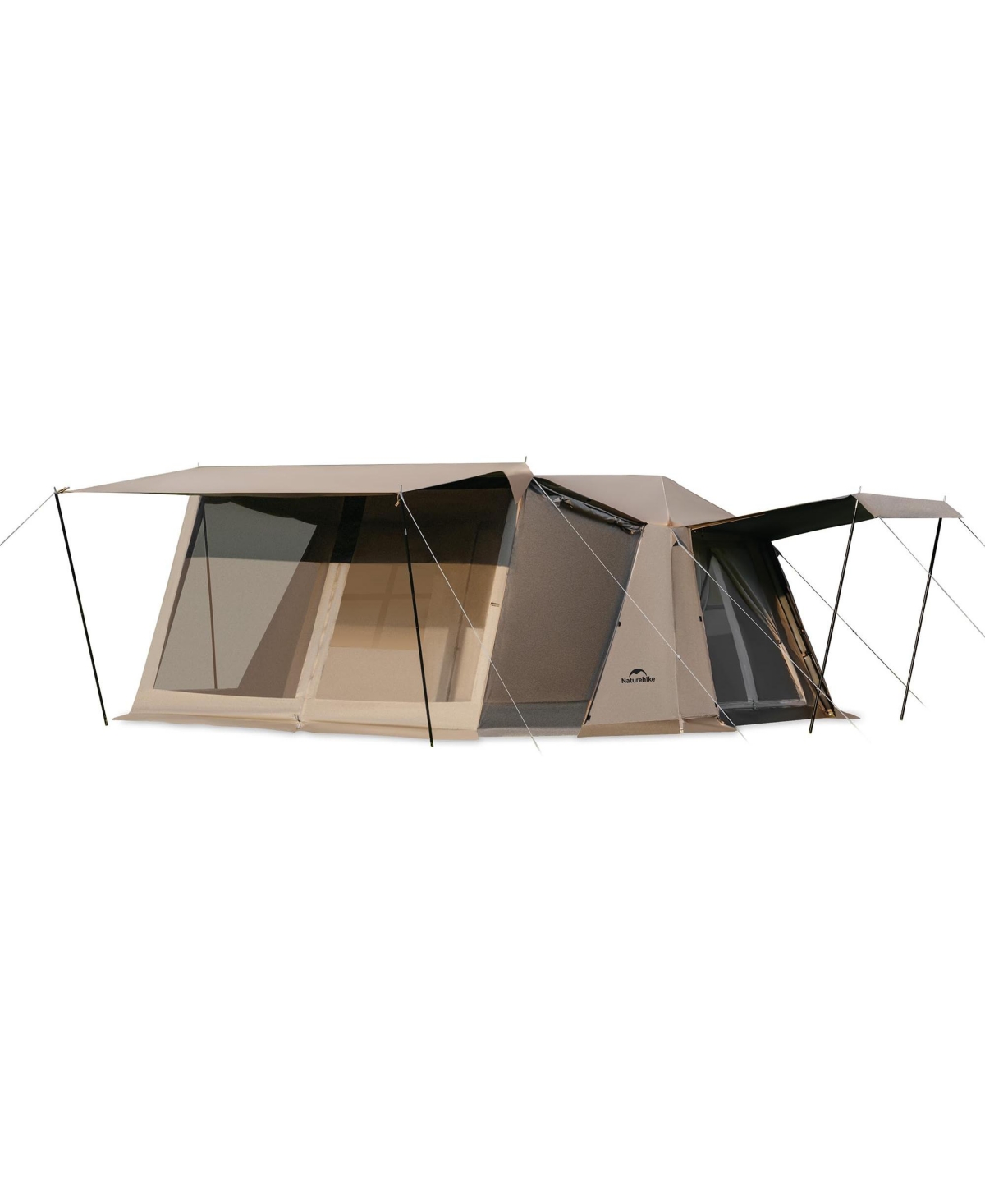 Village Camping Tent,4/6/8 Person Tents for Camping, 60S Easy Setup Instant Tent for Family Camping, Car Camping - Brown with screen porch