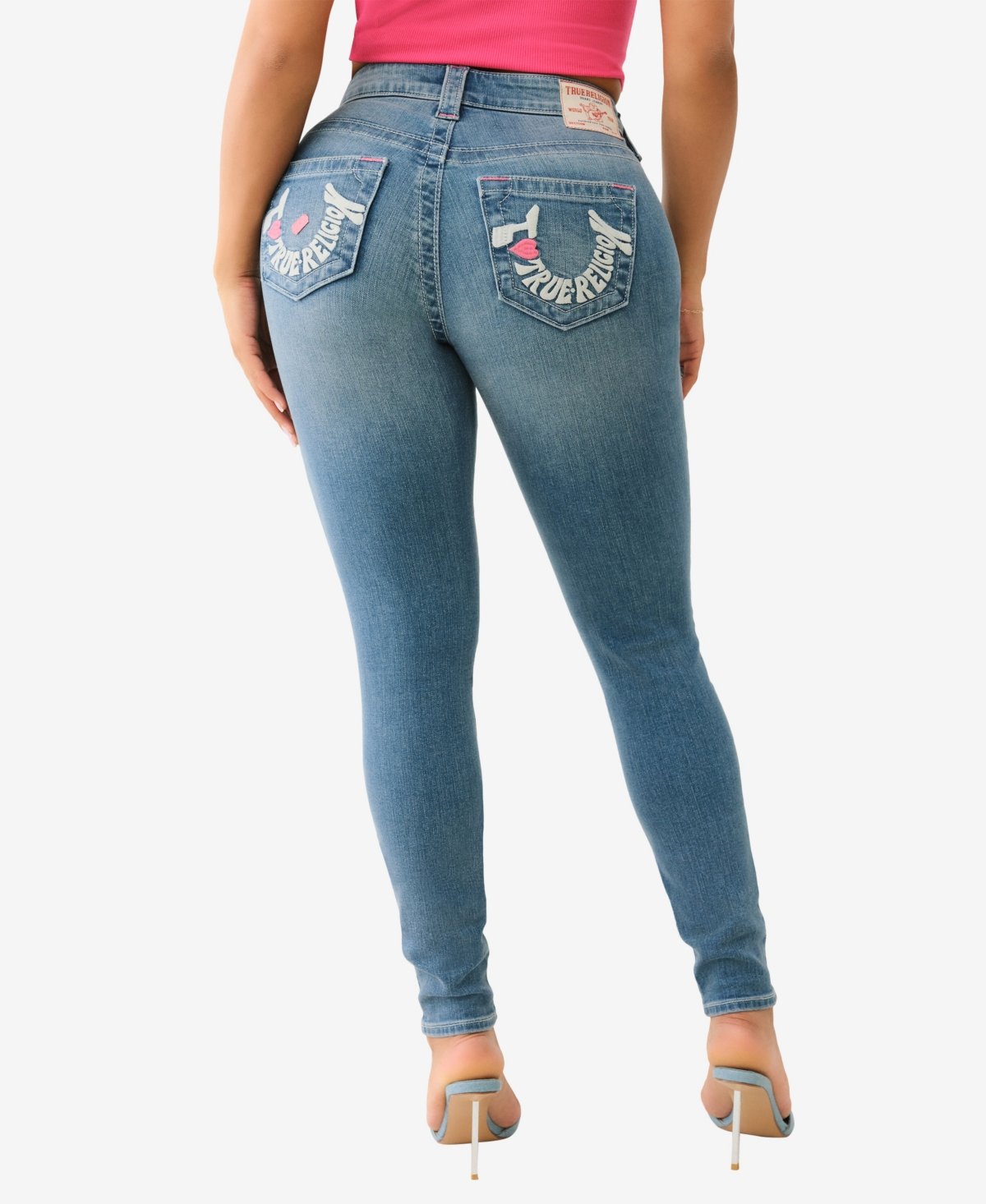TRUE RELIGION WOMEN'S JENNIE I LOVE TRUE SKINNY ZIPPER JEANS 