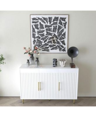 Streamdale 3-Door Sideboard with Gold Handles (White), 55.12" W