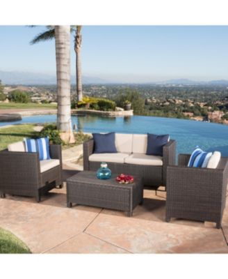 Streamdale 4-Piece Outdoor Wicker Sofa Set with Cushions & Coffee Table