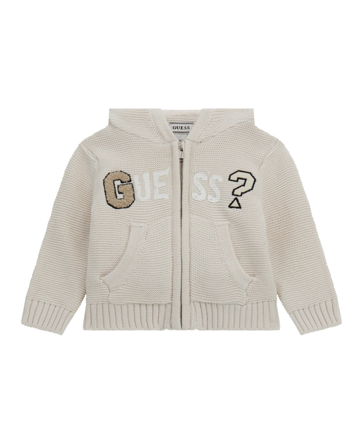 Guess Baby Boys Hooded Long Sleeve Zip-up Sweater In Neutral