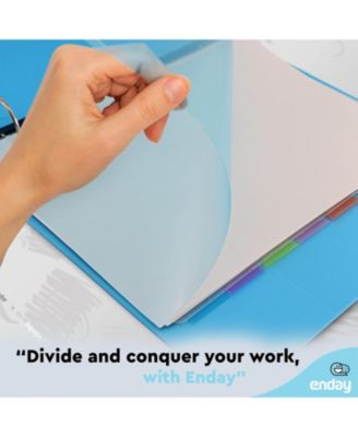 Binder Dividers with Tabs, 8 Dividers for 3 Ring Binder Standard Index Folder Dividers, Plastic Multicolor Dividers with White Insertable Tabs – by Enday