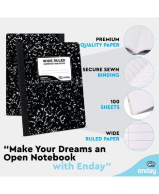Marble Composition Notebook Wide Ruled Black and White Composition Books 100 Sheets (2 Pack)