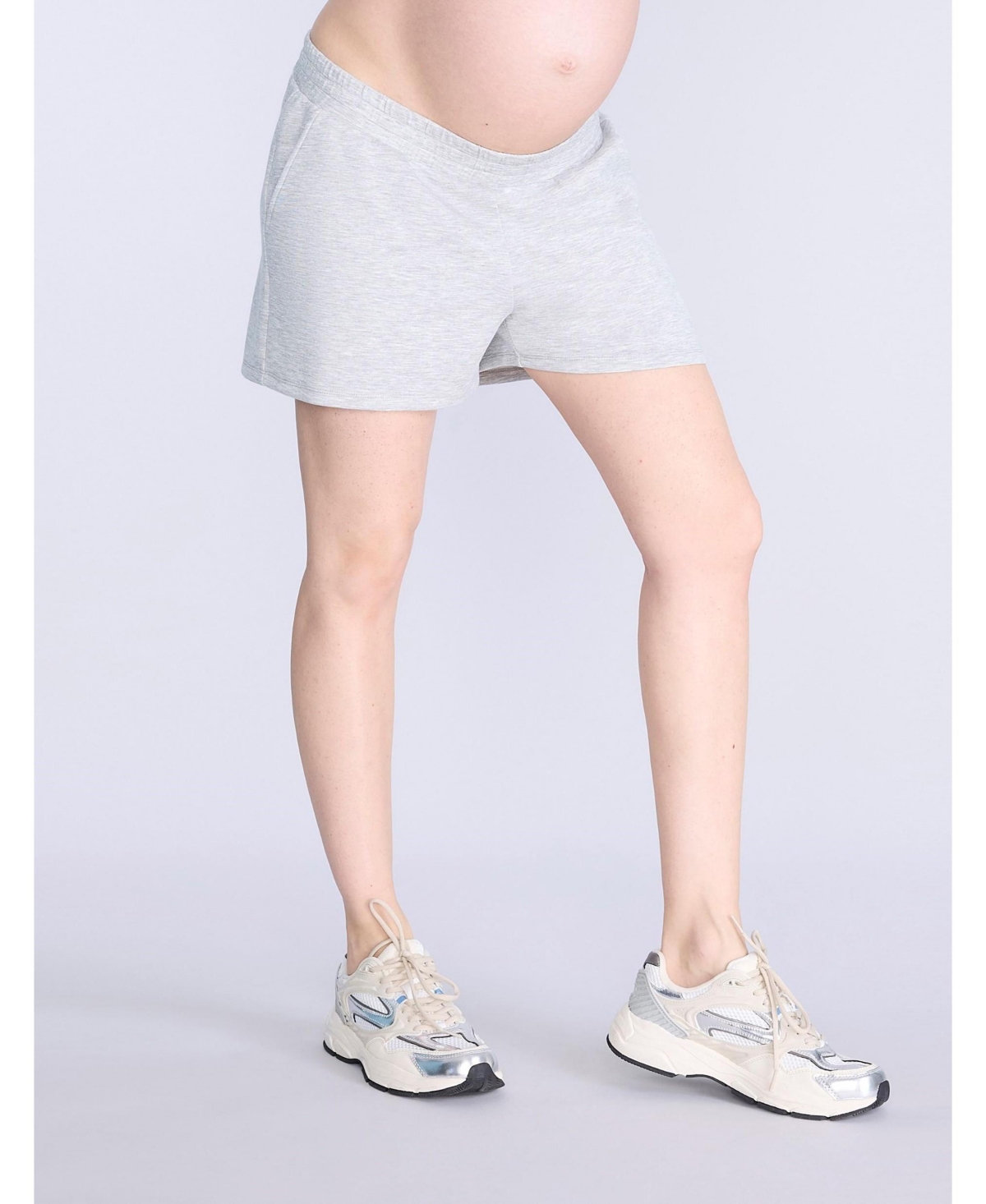 Maternity Smocked Waist Short - Motherhood - Heather grey