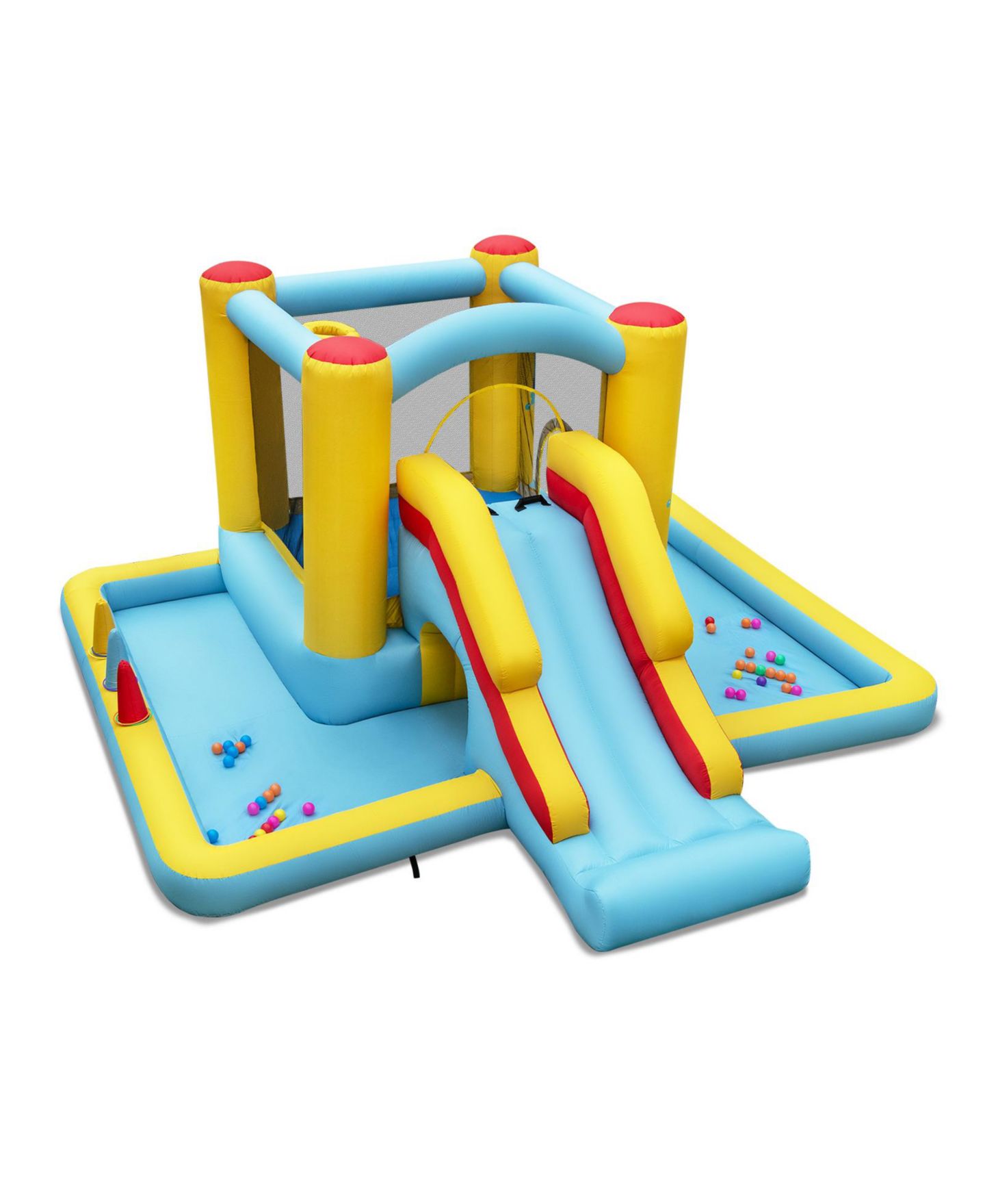 Детская игрушка GOUUN 7-in-1 Bouncy Castle with Slide and Tunnel, 200 lbs Capacity, Ages 3+, цвет: Синий — фото 1