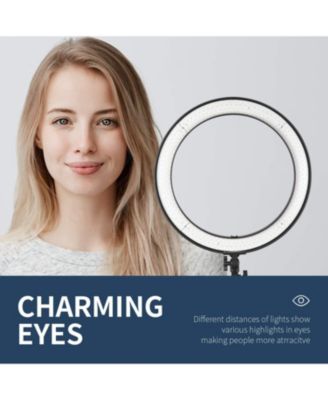 20-inch LED Ring Light Kit for Makeup YouTube Video Blogger Salon - Adjustable Color Temperature with Battery or DC Power Option, Battery, Charger, AC Adapter, Phone Clamp and Stand Included