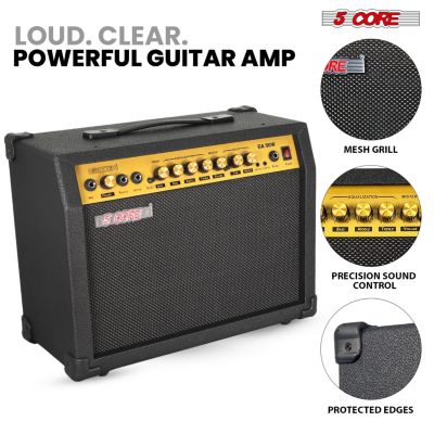 Guitar Amp 50 Watt Electric Amplifier w Built in 8" Speaker Portable Mini Amps w Aux