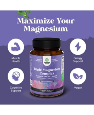 Triple Magnesium Complex | High Absorption Magnesium Taurate & Glycinate Malate Magnesium Blend | 90ct