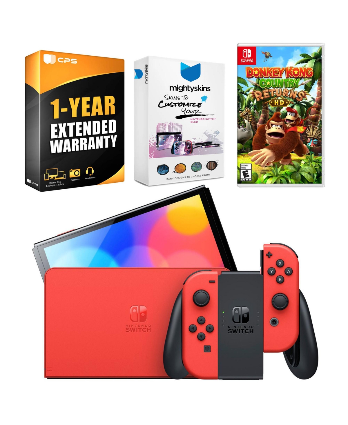 Nintendo Switch Oled Mario Red Edition with Donkey Kong Country Returns Hd