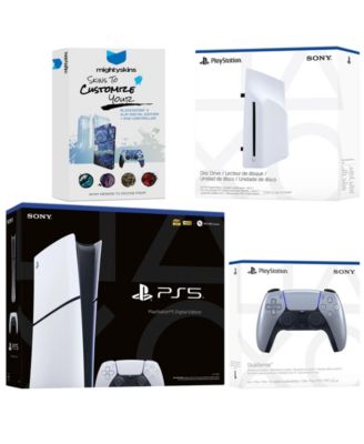 PlayStation 5 Slim Digital Bundle with Disc Drive, Extra Controller and MightySkins Code - Chroma Indigo