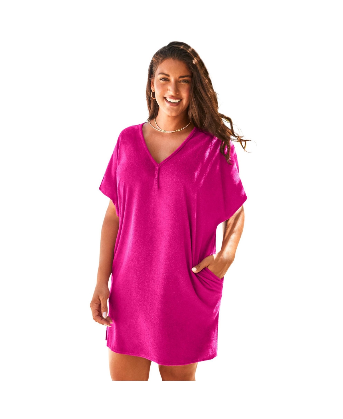 Women's French Terry Lightweight Cover Up Tunic - Fruit punch