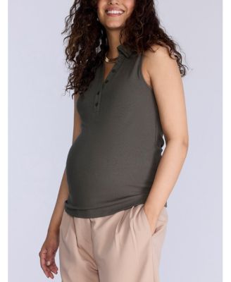 Maternity V-Neck Sleeveless Polo Top - Motherhood