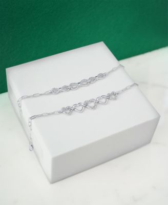 Diamond Bow Chain Paperclip Link Bracelet (1/6 ct. t.w.) in Sterling Silver, Created for Macy's