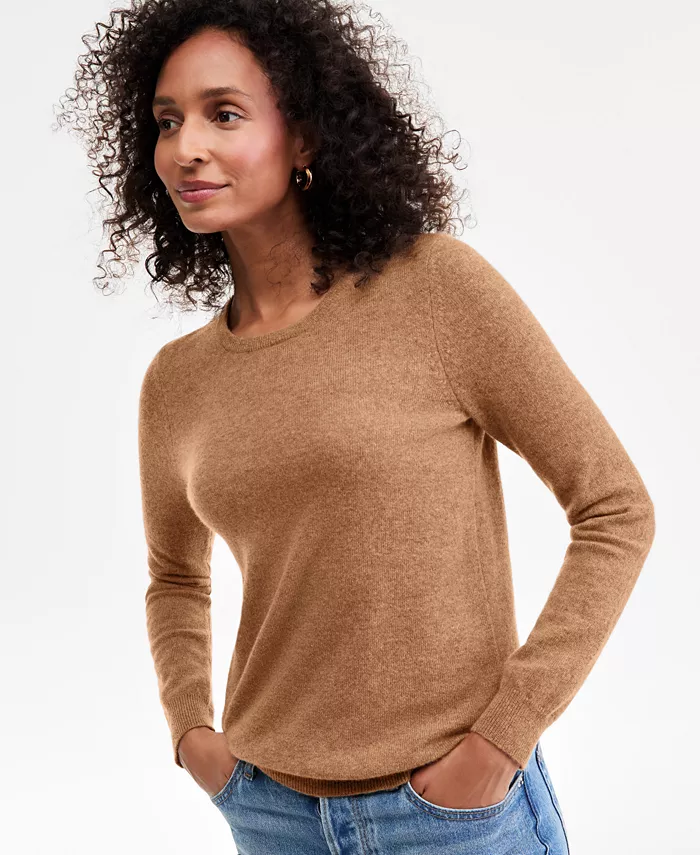 Charter Club Women's Long-Sleeve 100% Cashmere Crewneck Sweater
