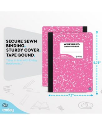 Composition Notebooks Wide Ruled Paper, Colored Marble Composition Notebook Covers, 100 Sheets (200 pages) Composition Books, Marble Notebooks Wide Ruled For School, Pink -Grey -Green – by Enday