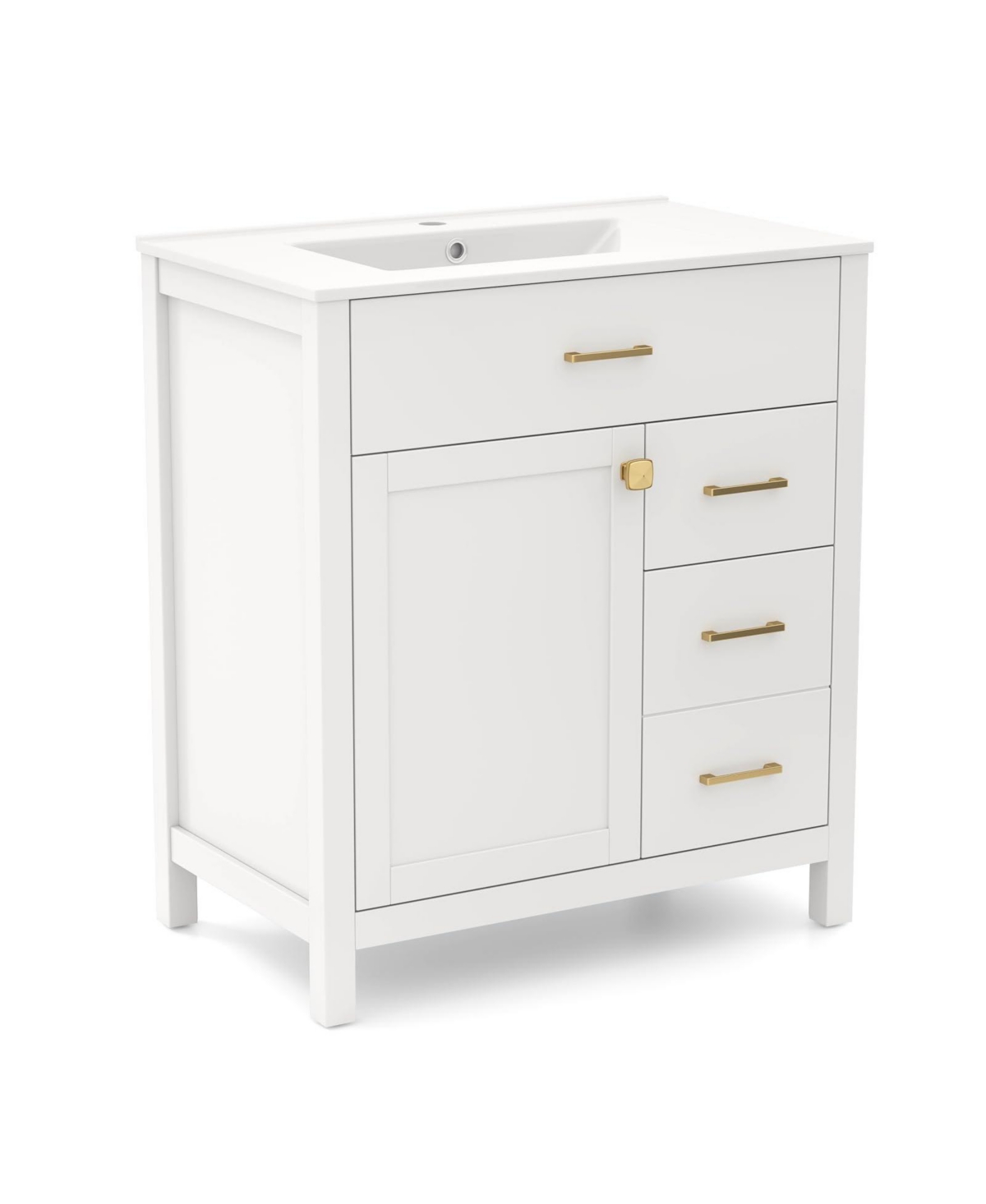 Single Bathroom Vanity with 2 Drawers and 1 Door - White