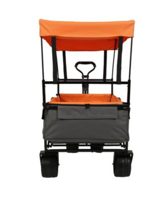 Streamdale 480Lbs Collapsible Wagon with Canopy, 7" All-Terrain Wheels, Orange