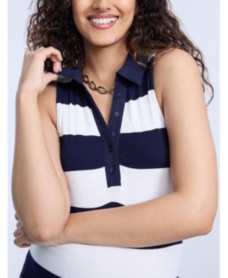Women's Collared Sleeveless Polo Midi Dress - Motherhood Maternity