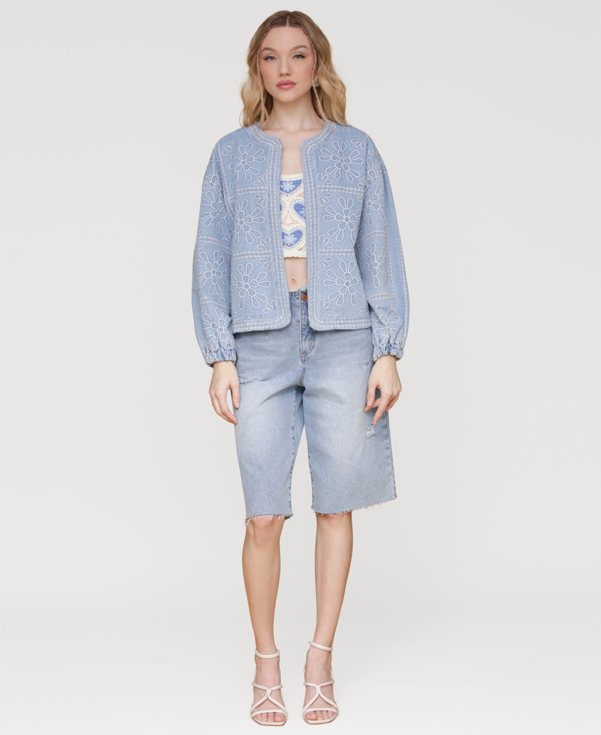 Avec Les Filles Women's Floral Embroidered Barn Jacket
