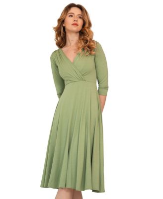 Women's Annie V-Neck 3/4 Sleeve Midi Dress